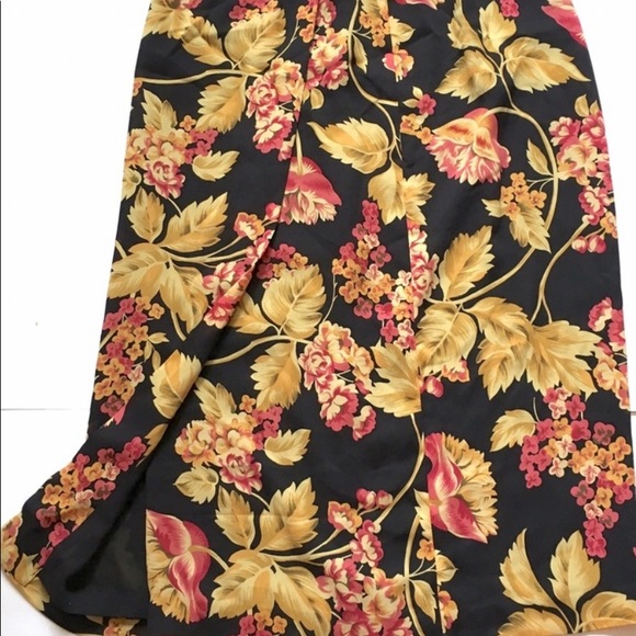 Vintage 80s Faux Wrap Straight Skirt Floral Poly - Picture 2 of 2